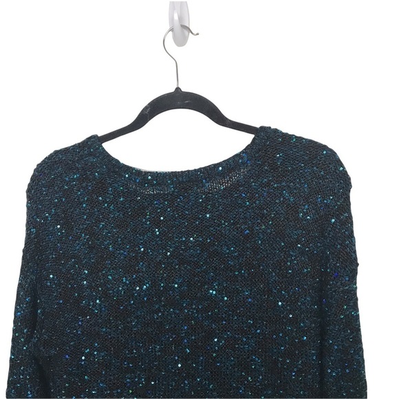 Apt 9 Blue Black Sequin Layered Knit Sweater - Picture 5 of 10